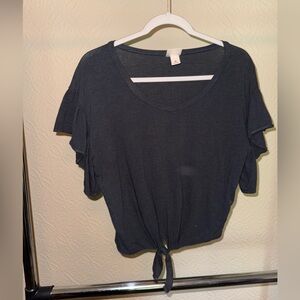 Mossimo Supply Co. Black Ruffled Crop Blouse